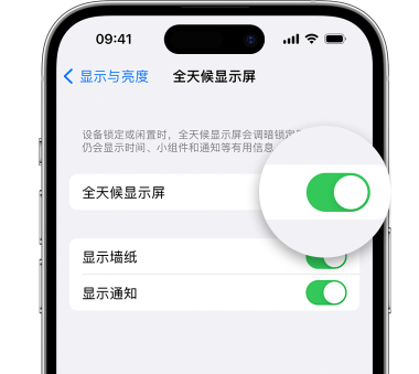 旺苍苹果15预约维修分享iPhone15如何设置全天候显示屏幕可见 